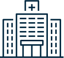 A large building with a medical cross at its apex