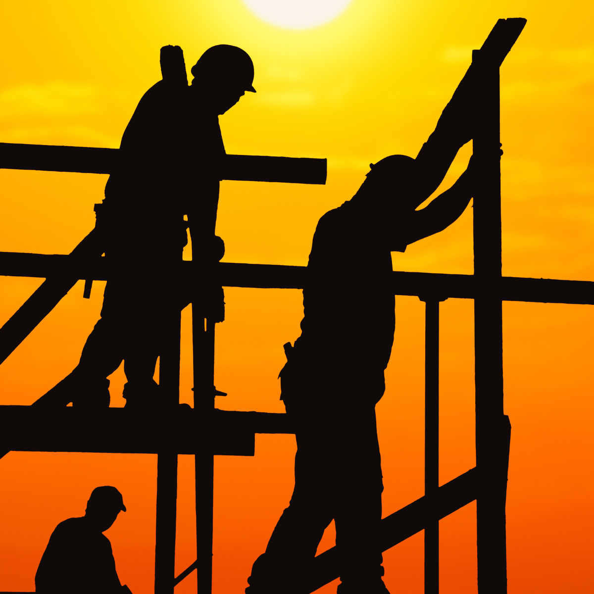 Workers building during a heatwave